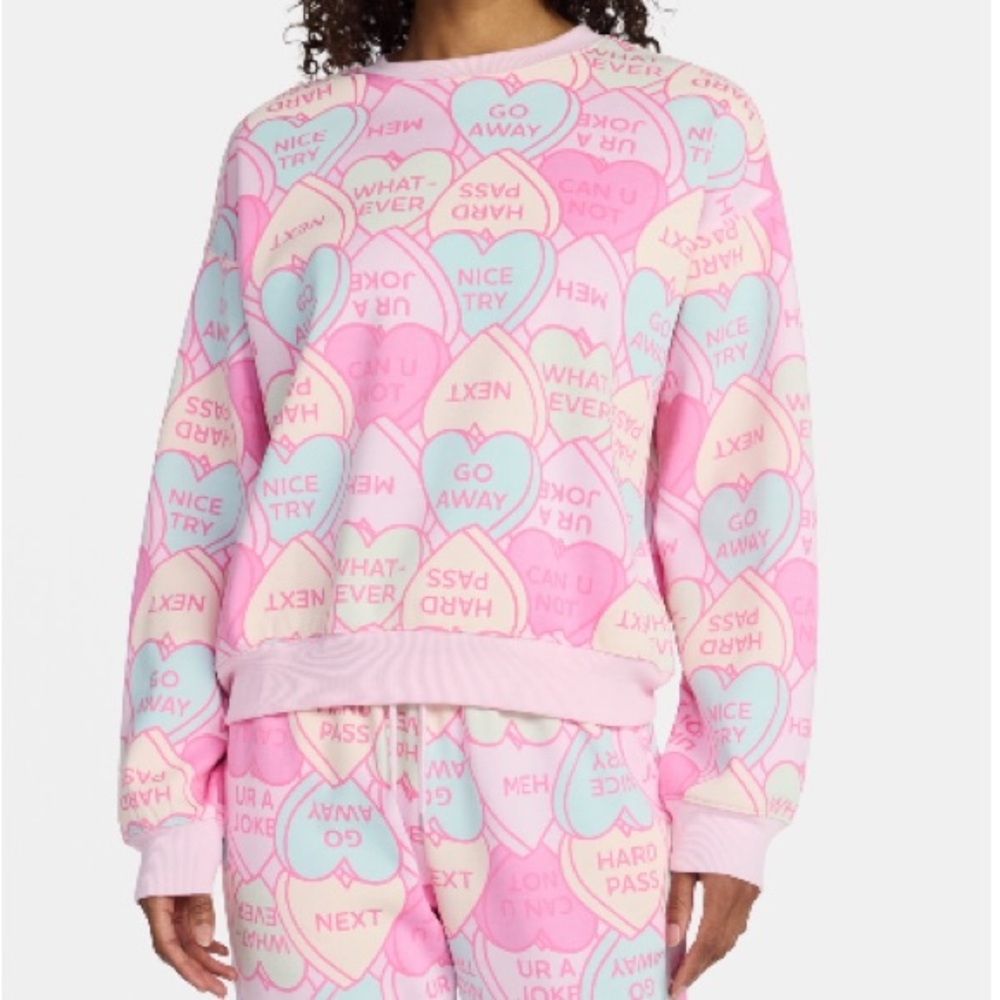 Heart Print womens sweatshirt- Pink and Blue